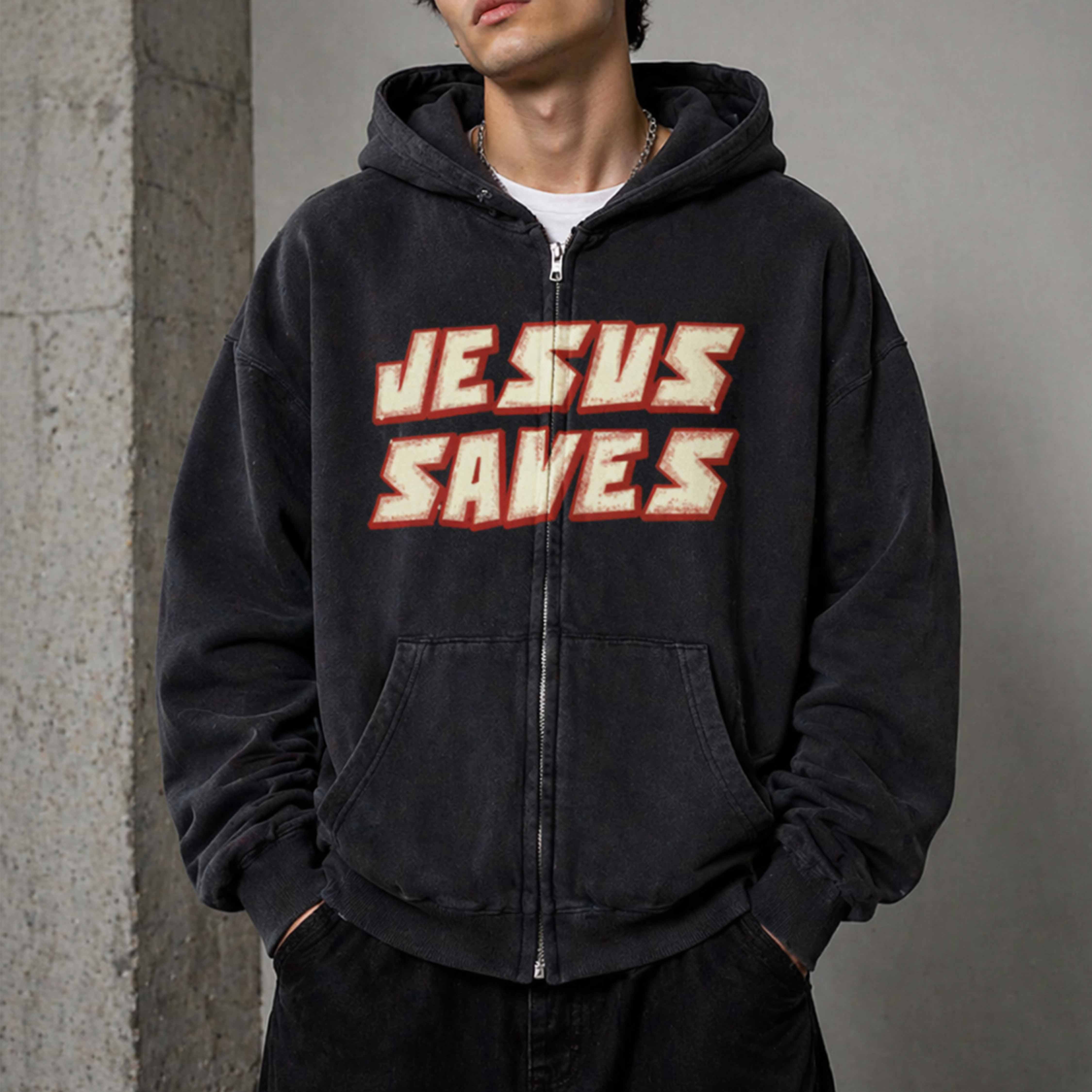 Jesus Saves Zipped Hoodie – Patria Shop