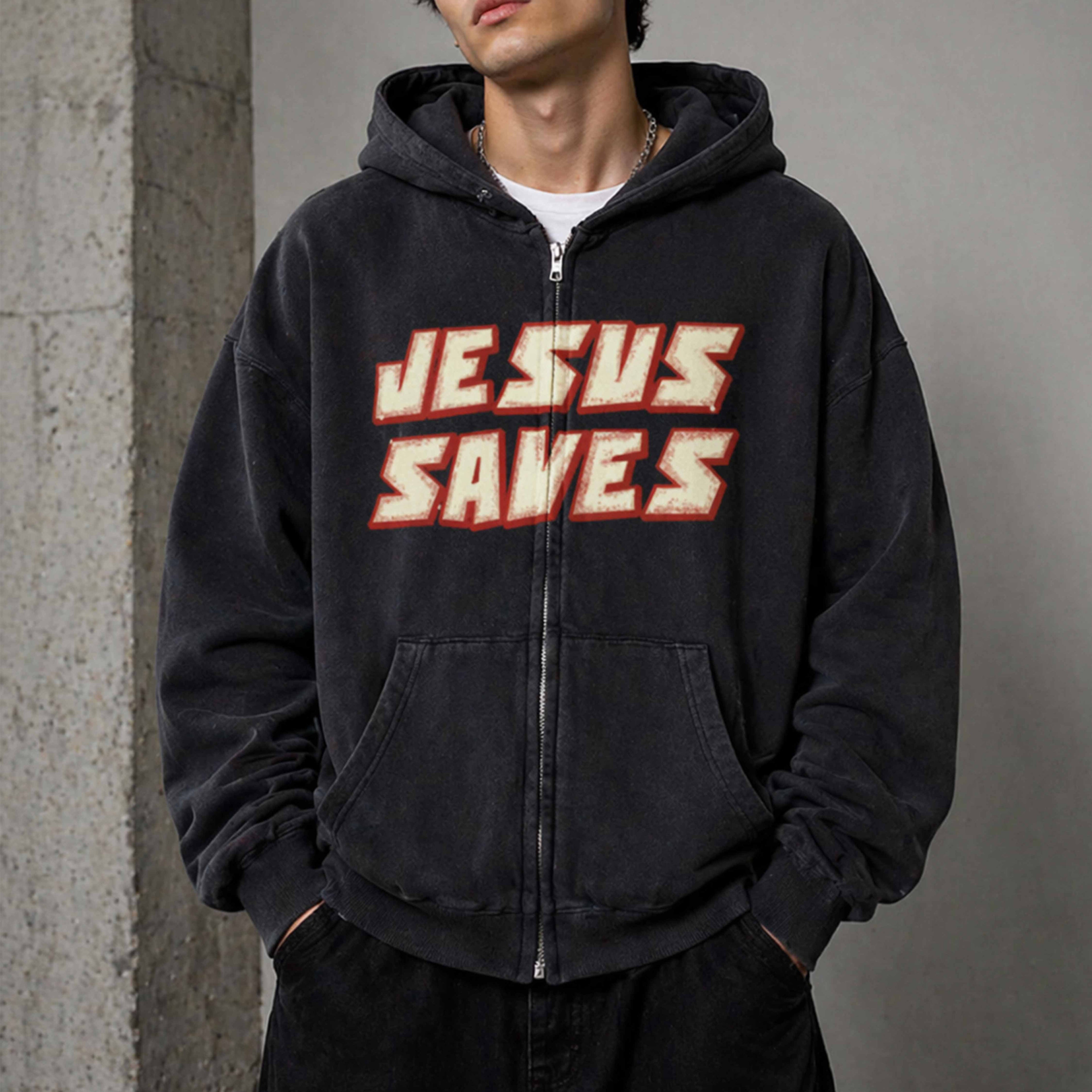 Jesus Saves Zipped Hoodie