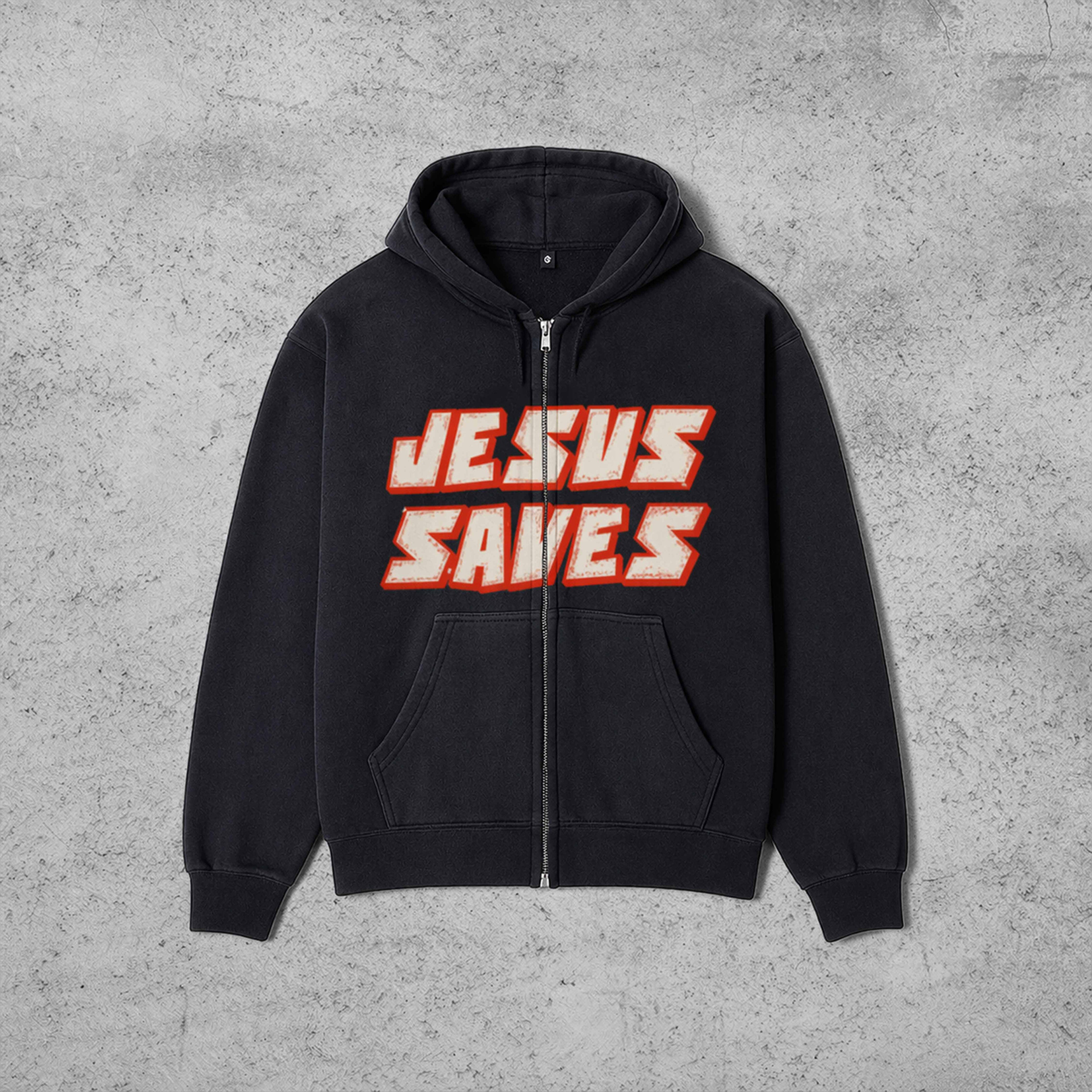 Jesus Saves Zipped Hoodie